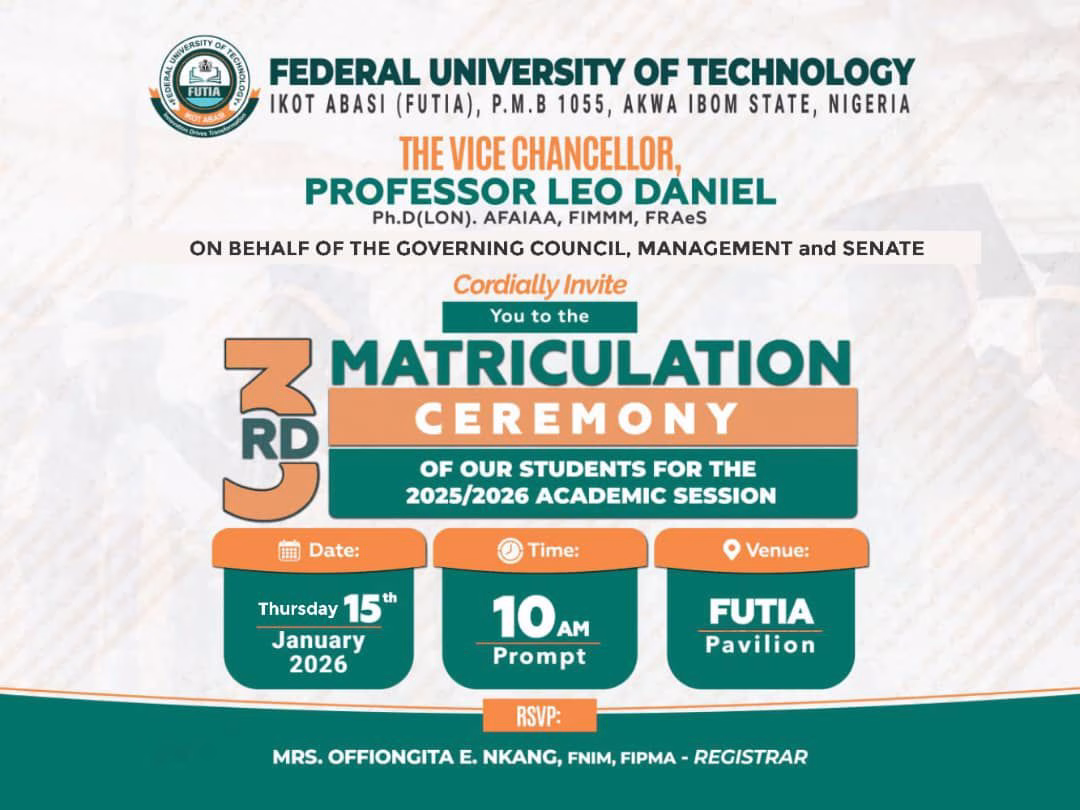 SPECIAL INVITATION TO FUTIA 3RD MATRICULATION CEREMONY